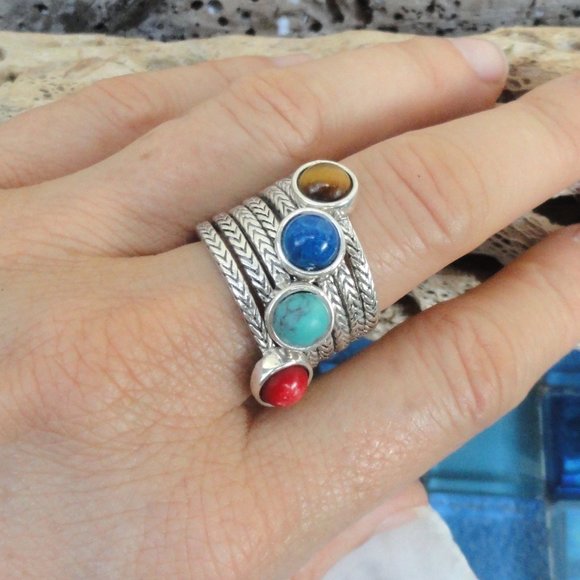 ⃘💍Stackable Gemstone Ring Set✨⃘ - Picture 3 of 15